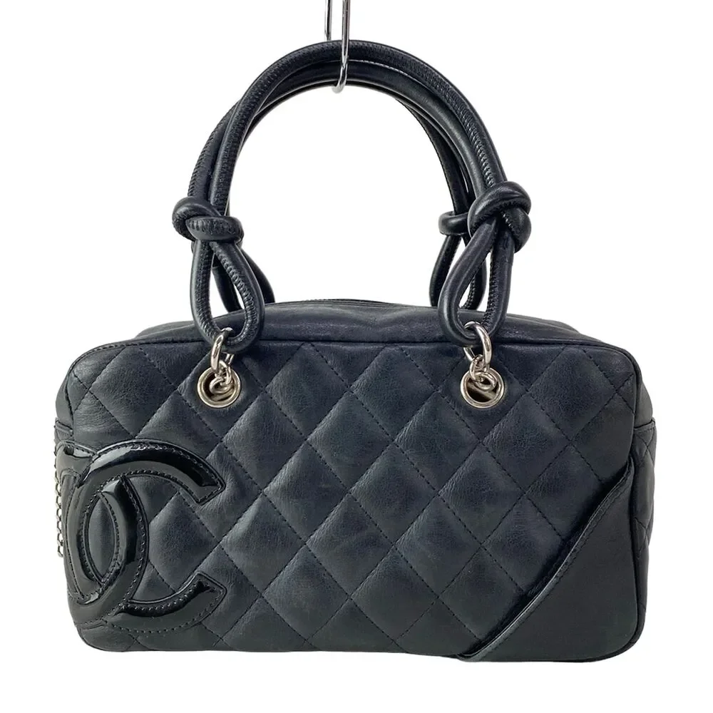 Chanel Cambon Mini Bowling Bag Handbag A29792 Lambskin Patent Leather